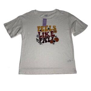 Evsie Girl's Feels Like Fall T-Shirt Off White Size M (10) New with tags